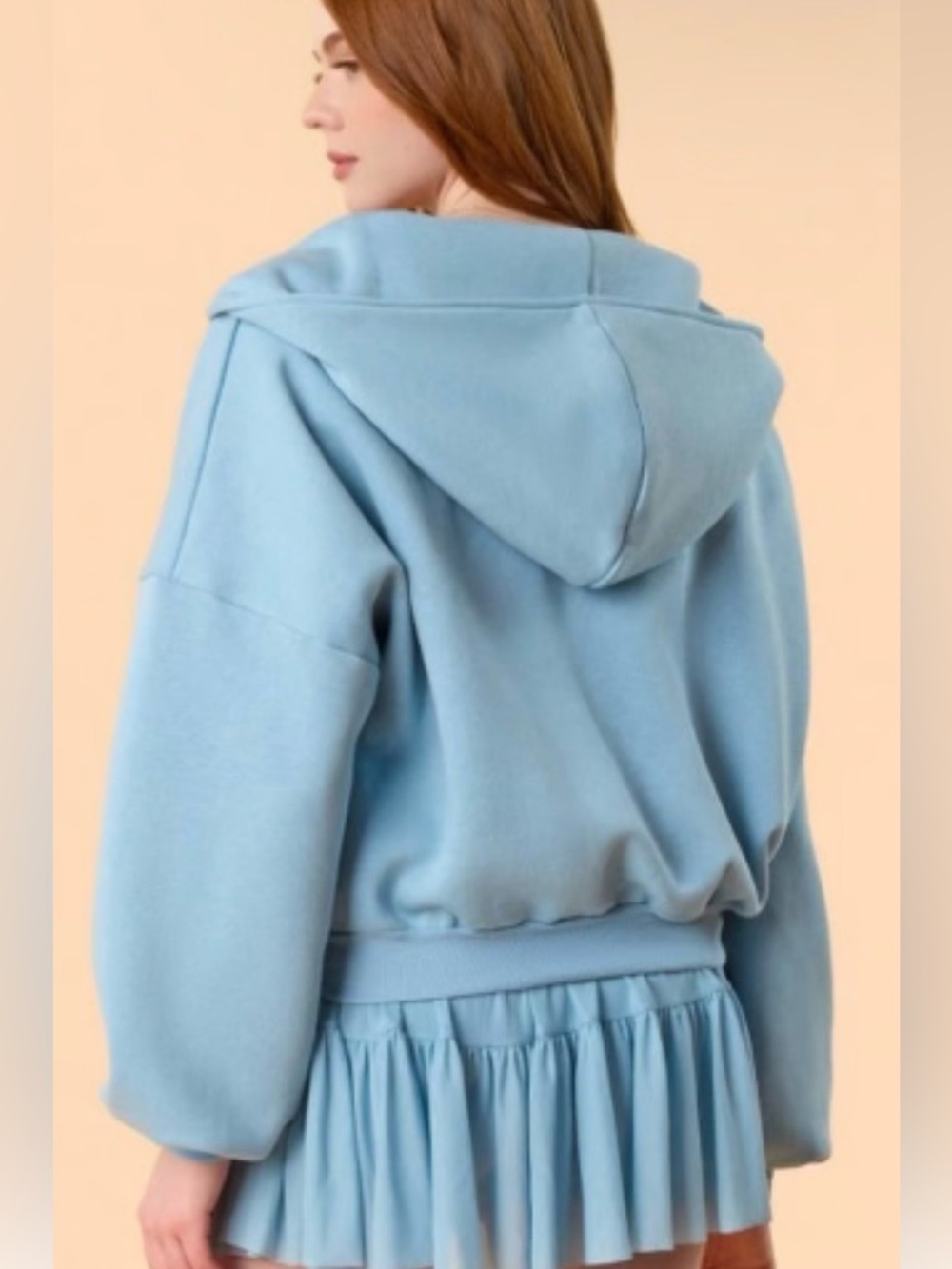 NWT Blogilates Popflex Light Blue Marshmallow Full Zip Hooded Sweatshirt size XL - Picture 3 of 4